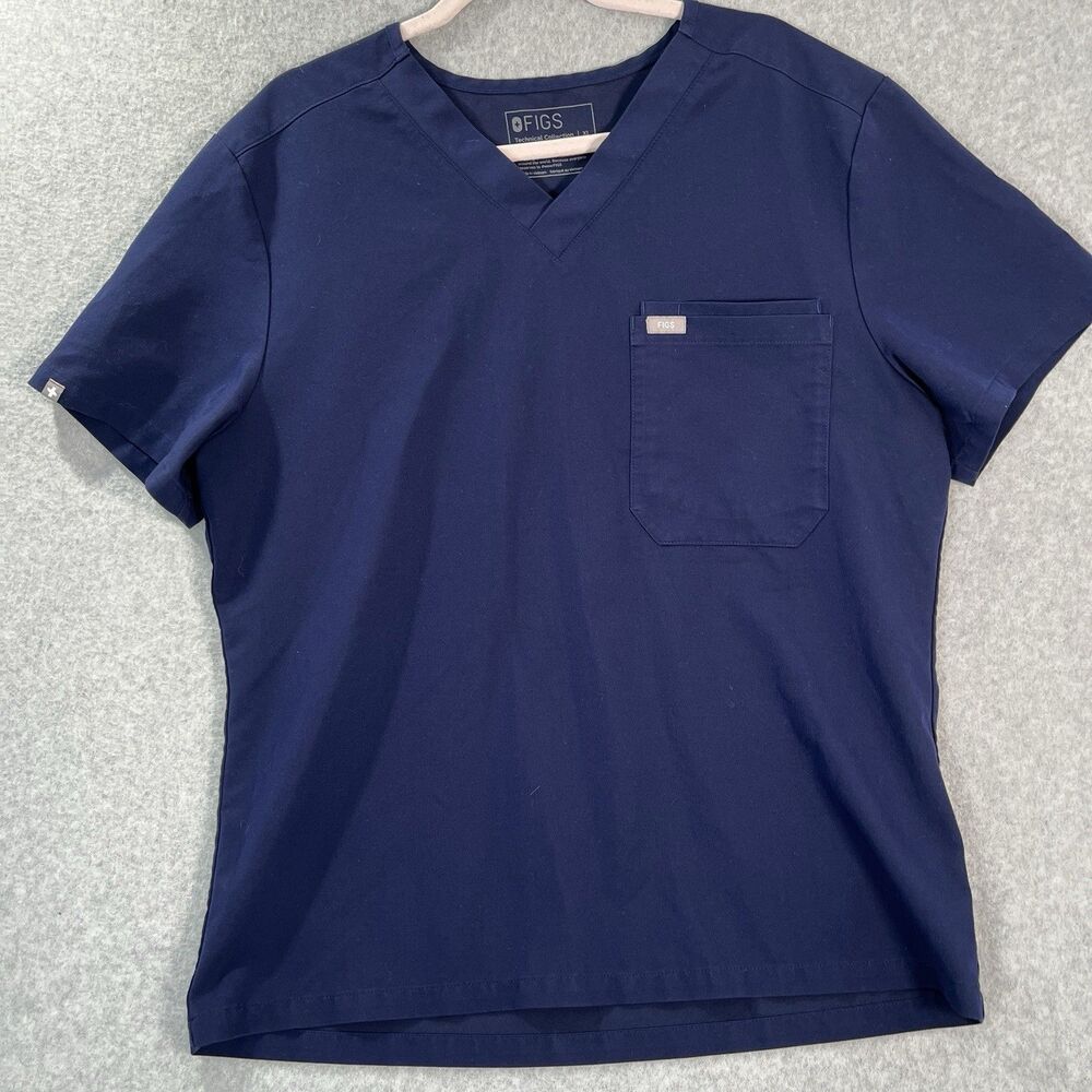 Figs Leon Scrub Top Mens XL blue Three Pocket V Neck Technical M21SW1051
